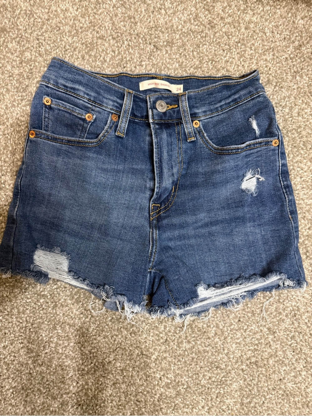 Levi's Distressed Dark Blue Denim Shorts size 24